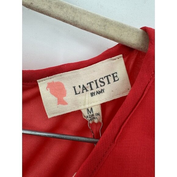 NEW L’atiste Red High Low Feminine Romantic Women Medium Cocktail Summer Dress - Picture 6 of 10
